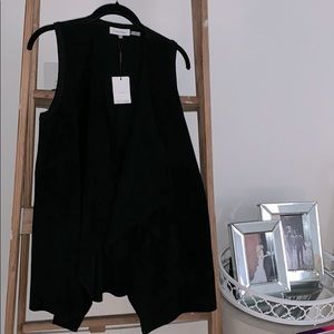 Faux Suede drape vest Sz S Calvin Klein NWT